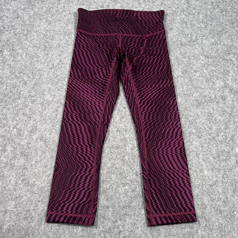 Lululemon Athletica Shifted Horizon Red Grape Black Hi Rise Wunder Under Crop 4